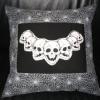 Skulls Pillow on Spider Web Fabric